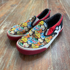 Ground Up Boys Pokemon Slip On Sneakers Red Black 3